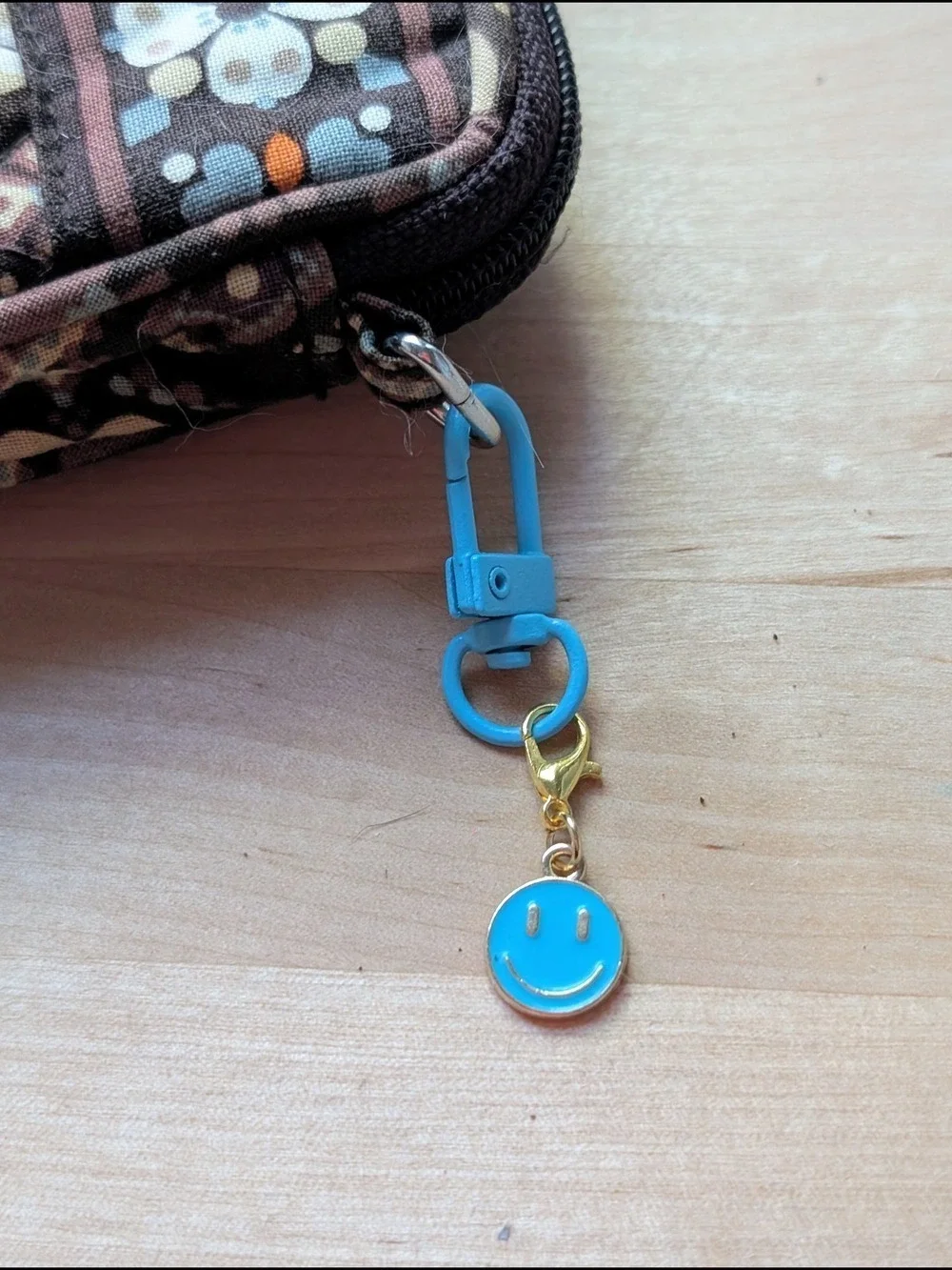 Blue Smiley Face Keychain Bag Charm